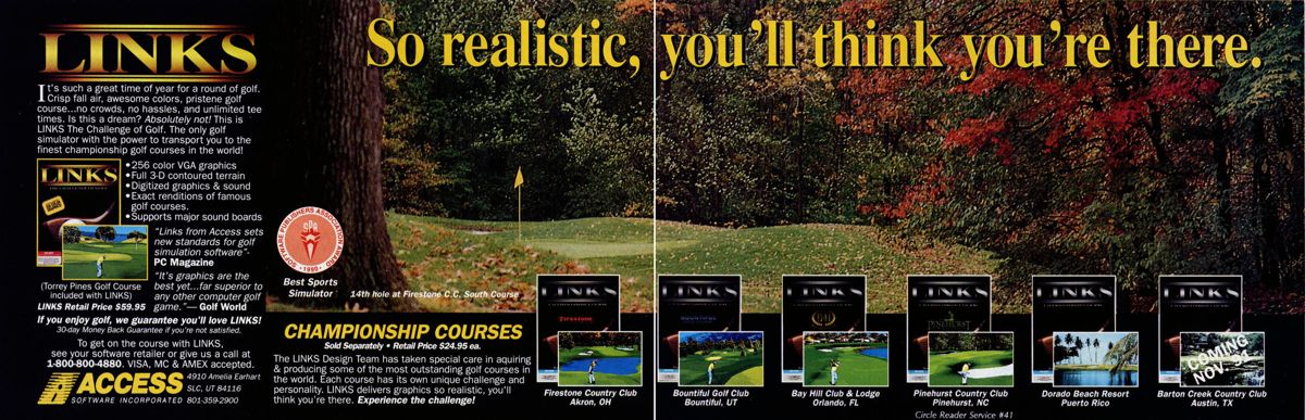 Links: Championship Course - Barton Creek Magazine Advertisement (Magazine Advertisements): Computer Gaming World (US), Number 90 (January 1992)