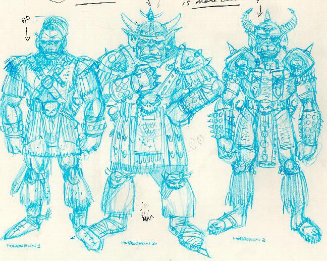 Baldur's Gate Screenshot (DragonPlay.com - Baldur's Gate Concept Art): Orcs The concept artist cranks out a number of concepts for each type of monster, sometimes 2 or 3, sometimes a lot more. From these the most appropriate is chosen and goes on to the modeling and texturing stage. Below are gibberlings (left) and hobgoblins (right).