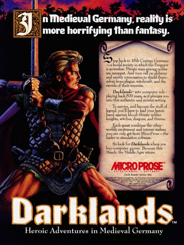 Darklands Magazine Advertisement (Magazine Advertisements): Computer Gaming World (US), Number 91 (February 1992)