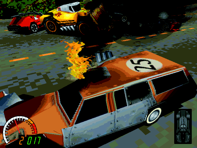 Carmageddon Screenshot (Next Generation Online preview, 1997-04-02): Burning wreckage