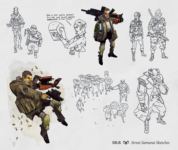 Shadowrun Returns Concept Art (Official Website): Samurai Sketches