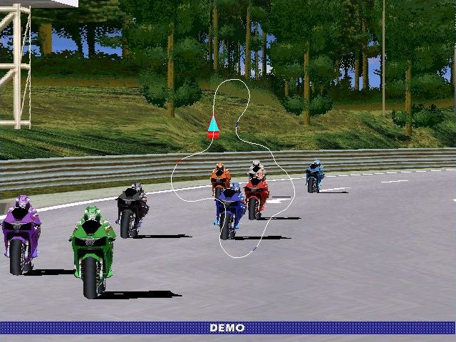 Moto Racer 2 Screenshot (Demo version screenshots (1999)): If the menu is left alone the game displays static pictures and rolling demos of the game