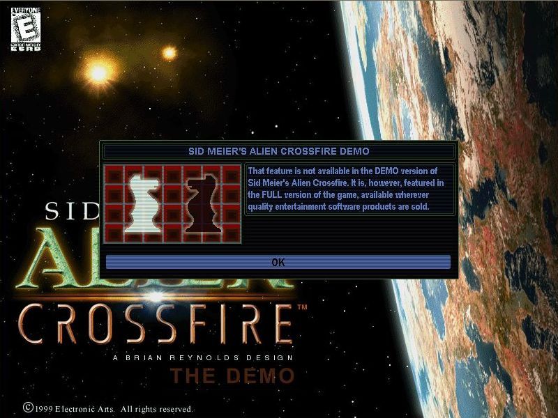 Sid Meier's Alien Crossfire Screenshot (PC Strategy Games (April 2000)): Many options on the main menu are disabled