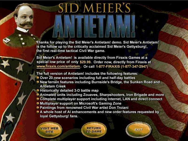 Sid Meier's Antietam! Screenshot (PC Strategy Games (April 2000)): Exit screen