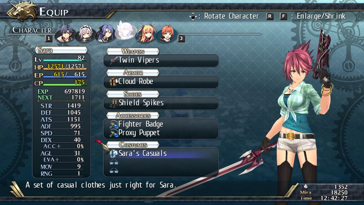 The Legend of Heroes: Trails of Cold Steel II - All Casual Clothes Screenshot (Steam)
