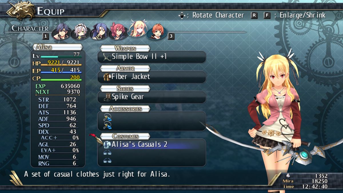 The Legend of Heroes: Trails of Cold Steel II - All Casual Clothes Screenshot (Steam)