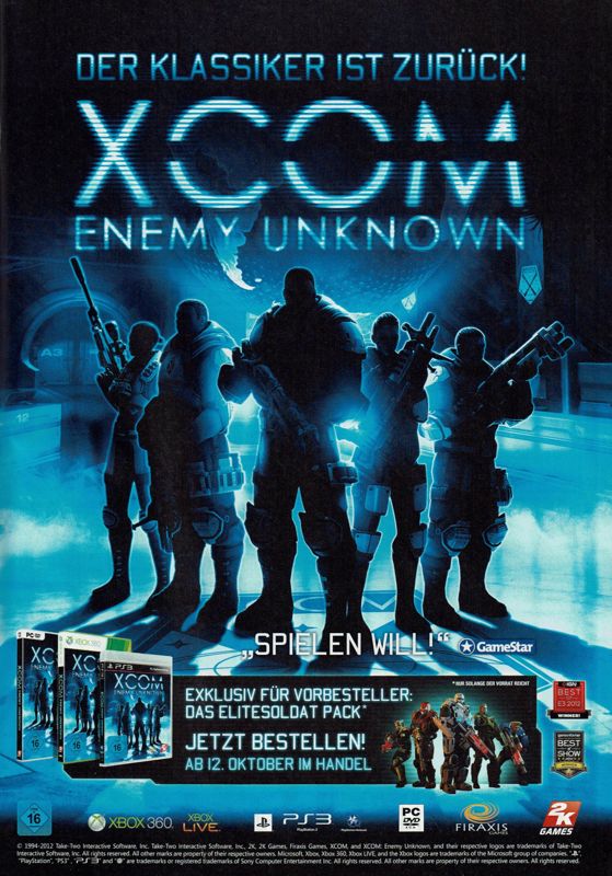 XCOM: Enemy Unknown Magazine Advertisement (Magazine Advertisements): GameStar (Germany), Issue 11/2012