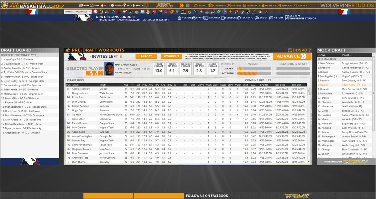 Draft Day Sports: Pro Basketball 2017 Screenshot (Steam)