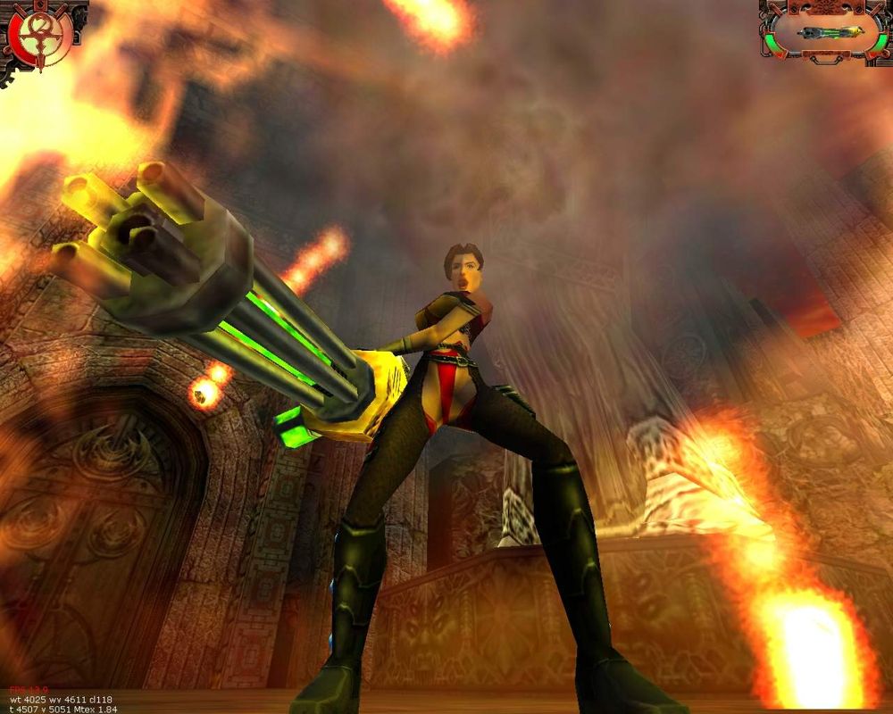 Heavy Metal: F.A.K.K. 2 Screenshot (PC Games Hardware, 2000-11): Frog Perspective Fire + Smoke