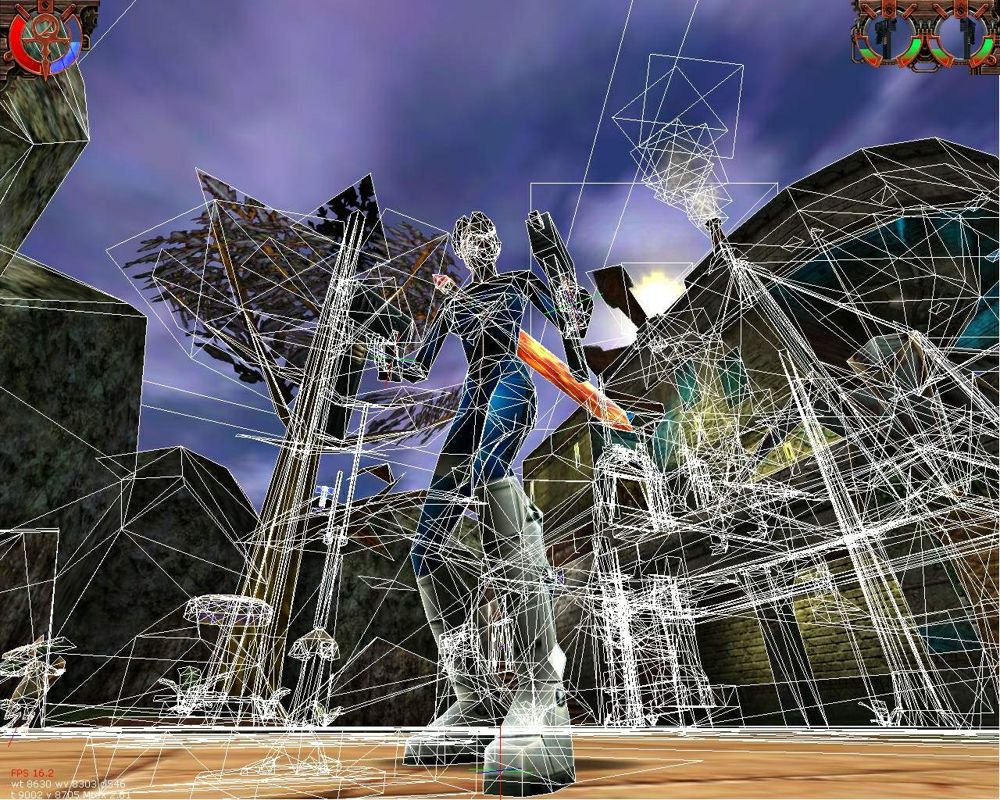 Heavy Metal: F.A.K.K. 2 Screenshot (PC Games Hardware, 2000-11): Wireframe Uzi 2