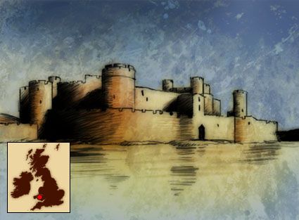 FireFly Studios' Stronghold 2 Other (Siege Images): castle_caerphilly_painting