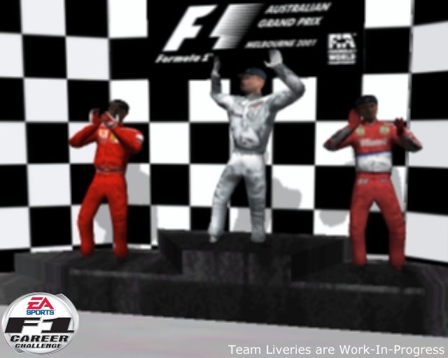 F1 Career Challenge Screenshot (Electronic Arts UK Press Extranet, 2003-03-06): Podium