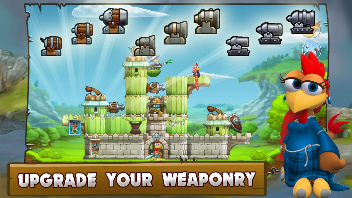 Crazy Chicken Strikes Back Screenshot (Press Material (Crazy Chicken Strikes Back)): Upgrade your Weaponry Appstores, English
