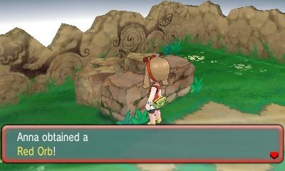Pokémon Alpha Sapphire Screenshot (Primal Groudon and Primal Kyogre): You'll receive the Red Orb at the summit of Mt. Pyre in Pokémon Alpha Sapphire.