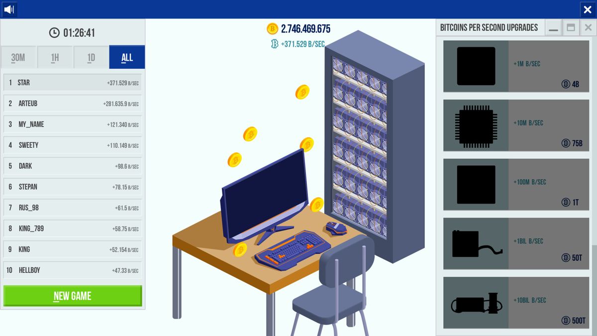 Cryptocurrency Clicker Screenshot (Steam)