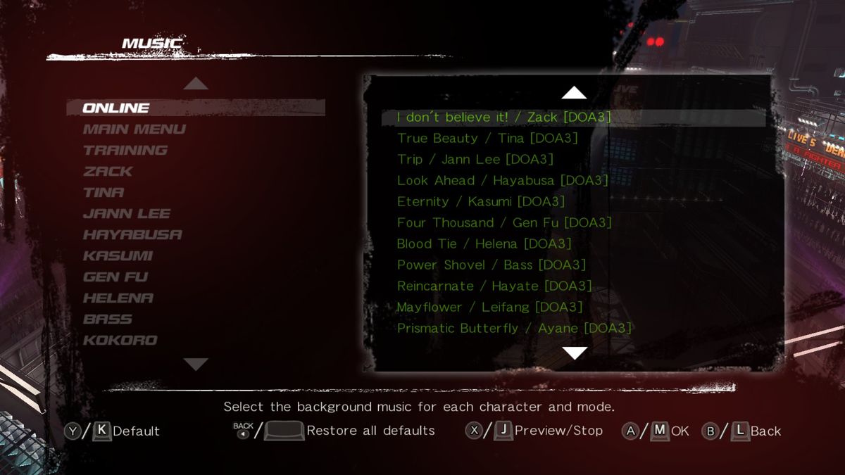 Dead or Alive 5: Last Round - Dead or Alive 3 Music Screenshot (Steam)