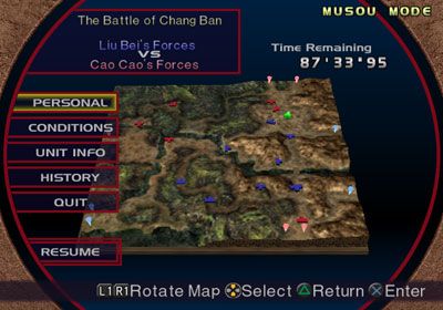 Dynasty Warriors 3 Screenshot (Screenshots): Main battle menu