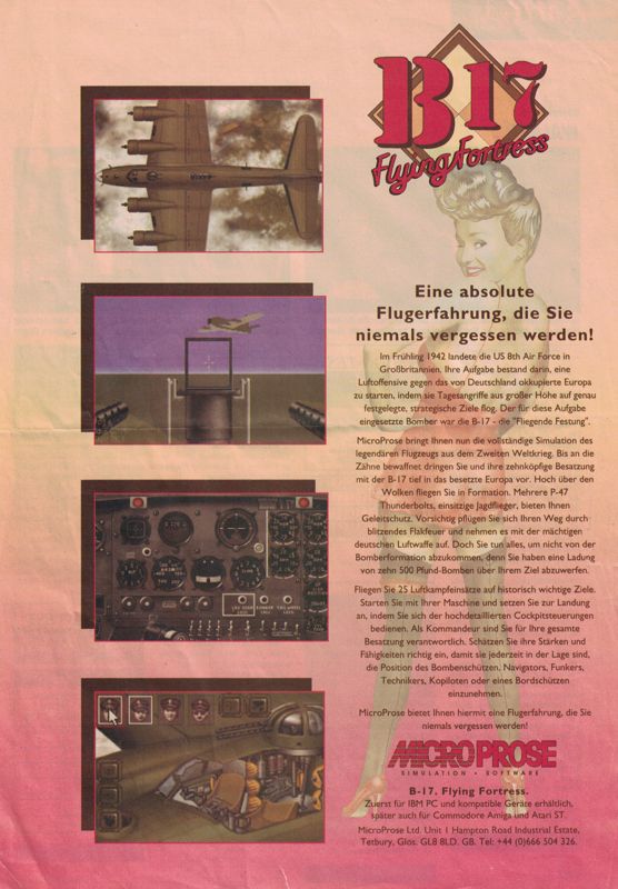 B-17 Flying Fortress Magazine Advertisement (Magazine Advertisements): Amiga Magazin (Germany), Issue 4/1993