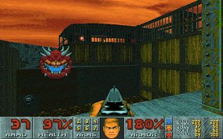 The Ultimate Doom Screenshot (idsoftware.com, 2008): Cacodemon floating around the level