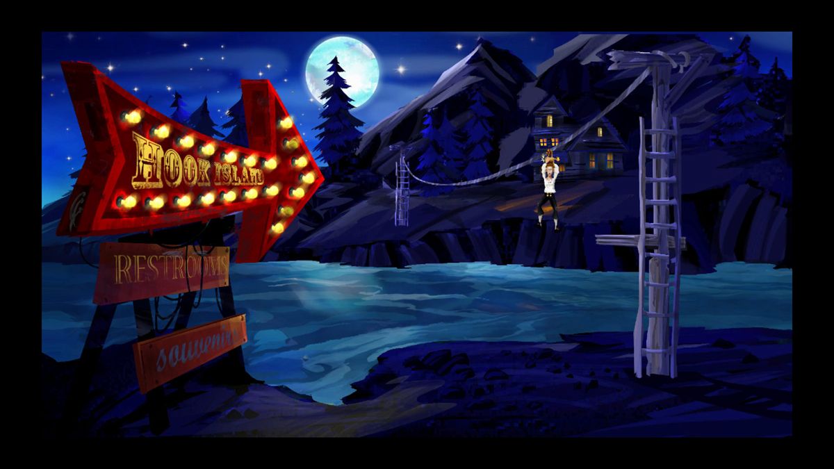 The Secret of Monkey Island: Special Edition Screenshot (Steam store page): To Hook Isle via rubber chicken with a pulley in the middle