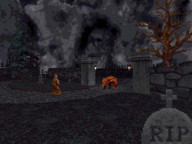 Cryptic Passage for Blood Screenshot (Sunstorm's Promotional Screenshots): Promotional screenshot of the level "Graveyard" Shows an earlier version of the level with different textures.