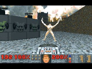 Doom II Screenshot (idsoftware.com, 2008): Arch-vile ready to attack