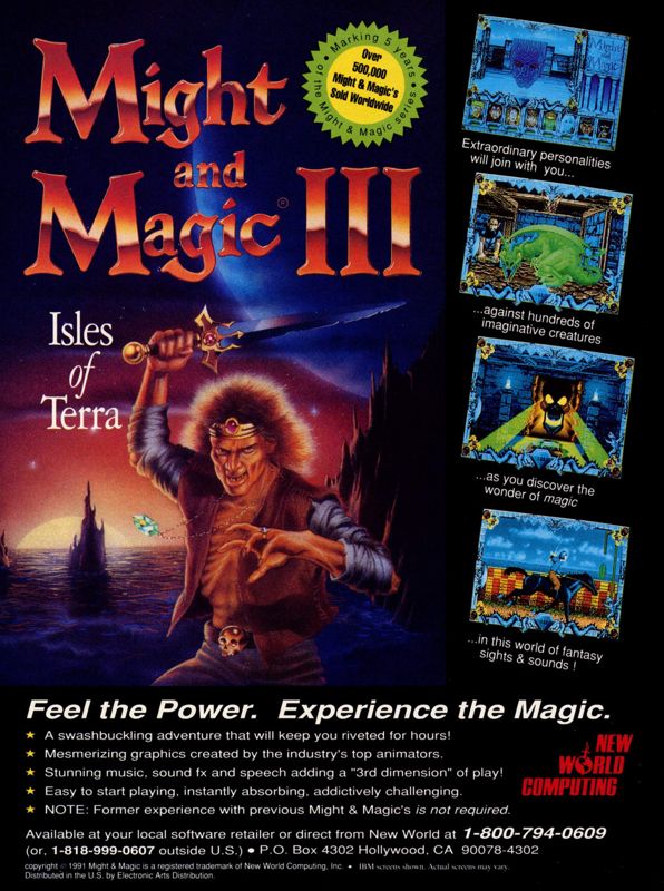 Might and Magic III: Isles of Terra Magazine Advertisement (Magazine Advertisements): Computer Gaming World (United States) Issue 83 (June 1991)