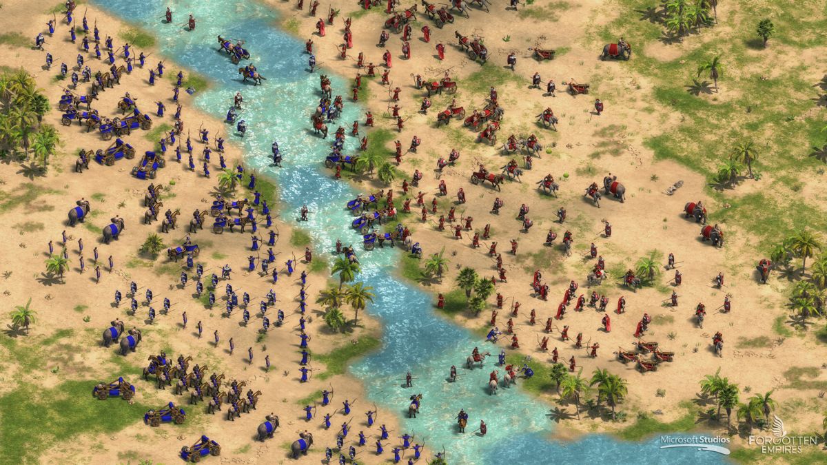 Age of Empires: Definitive Edition Screenshot (Forgotten Empires website): River Encounter This image has been re-compressed in PNG to reduce file size, no image data has been altered