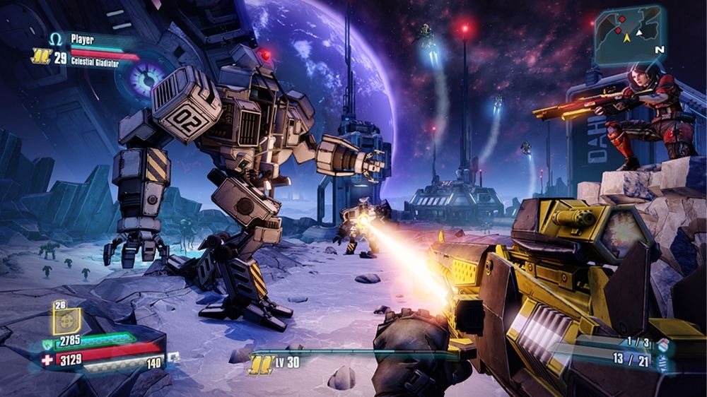 Borderlands: The Pre-Sequel! Screenshot (Xbox.com product page): The player attacking loader bots