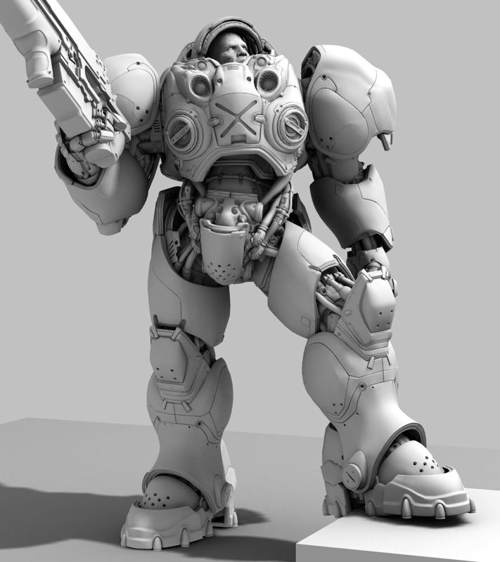 StarCraft II: Wings of Liberty Other (Official website - Features - The Making of the StarCraft II Cinematic Teaser (2007-06-15)): Tychus Findlay model (untextured)