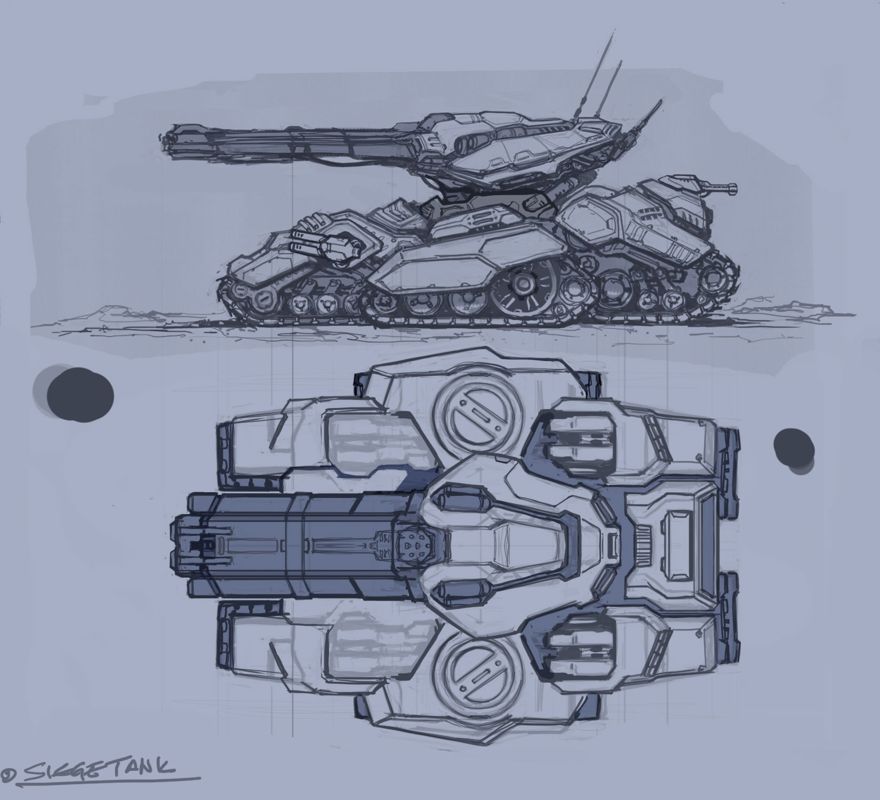 StarCraft II: Wings of Liberty Concept Art (Official website - Features - Crucio Siege Tank (2008-01-08)): Crucio Siege Tank