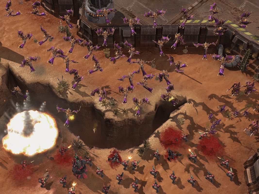 StarCraft II: Wings of Liberty Screenshot (Official site - Features - Zerg Units (2008-03-10)): Can you spot Jim Raynor in this image?