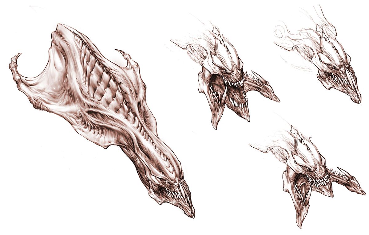 StarCraft II: Wings of Liberty Concept Art (Official site - Features - Zerg Units (2008-03-10)): Head sketch