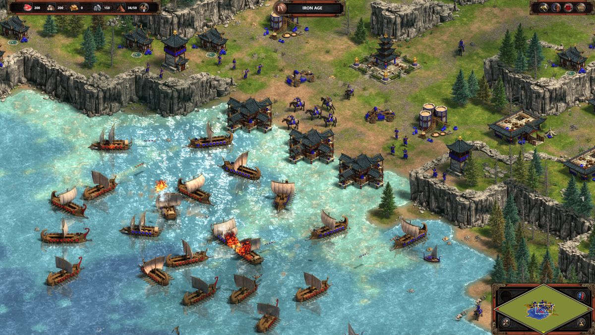 Age of Empires: Definitive Edition Screenshot (“Age of Empires: Definitive Edition” – Is it a 3D or a 2D game? (Forgotten Empires website, 2018-02-06)): Yamato Harbour This image has been re-compressed in PNG to reduce file size, no image data has been altered