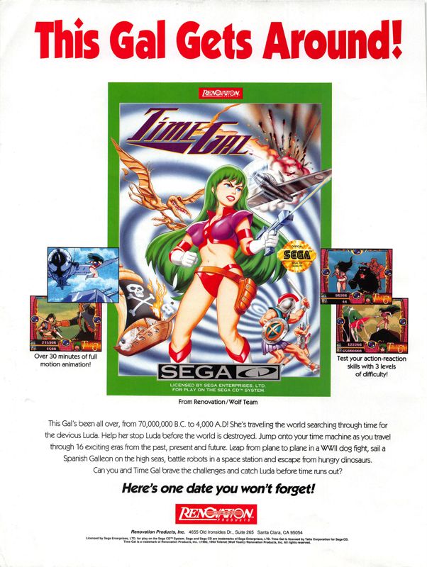 Time Gal Magazine Advertisement (Magazine Advertisements): DieHard GameFan (United States), Volume 1 Issue 6 (May 1993)