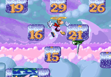 Amazing Learning Games with Rayman Screenshot (UbiSoft website (USA), 1996): Eraser Rebound: Comparing and Ordering Numbers Be careful, pictures can be deceiving. Although the erasers look alike, Rayman will have to choose and land only on those that correspond to the sequence of numbers specified by the magician!