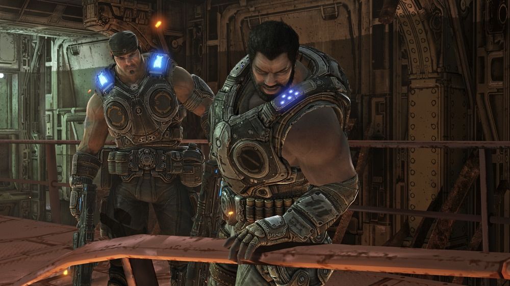 Gears of War 3 Screenshot (Xbox.com product page): Dom looking down