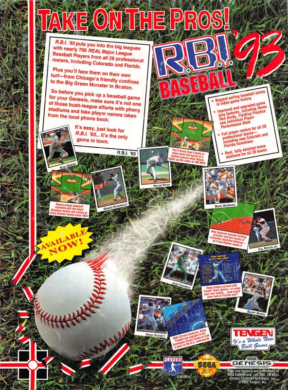 R.B.I. Baseball '93 Magazine Advertisement (Magazine Advertisements): DieHard GameFan (United States), Volume 1 Issue 8 (July 1993)