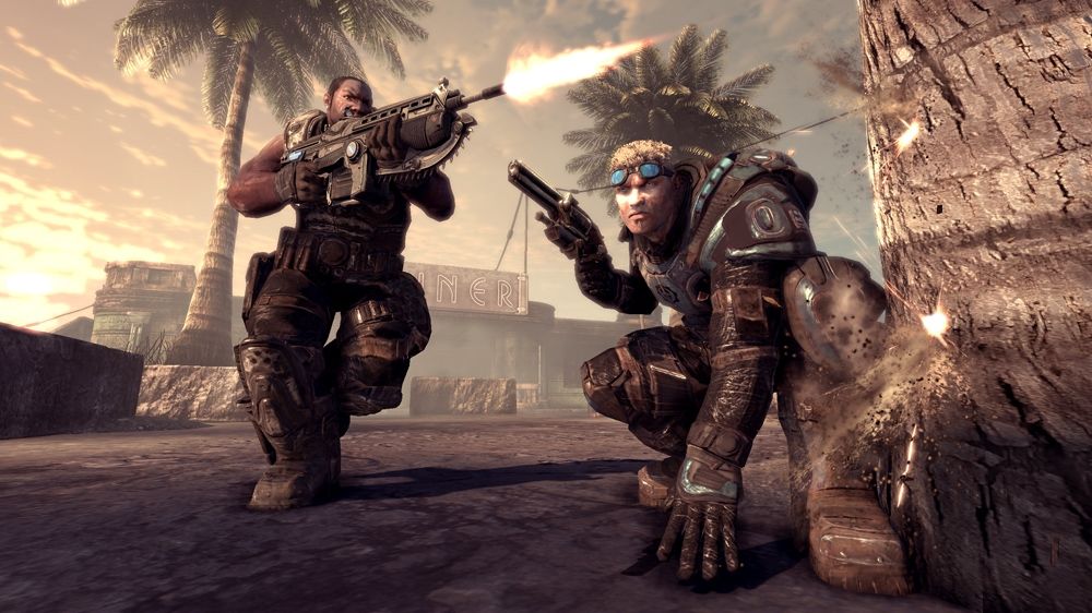 Gears of War 2 Screenshot (Xbox.com product page): Dom and Baird fighting