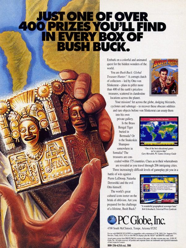 BushBuck Charms, Viking Ships & Dodo Eggs Magazine Advertisement (Magazine Advertisements): Computer Gaming World (United States) Issue 89 (December 1991)