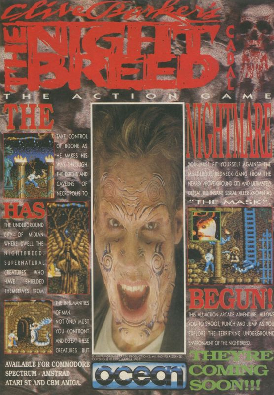 Clive Barker's Nightbreed: The Action Game Magazine Advertisement (Magazine Advertisements): CU Amiga Magazine (UK) Issue #7 (September 1990). Courtesy of the Internet Archive. Page 33