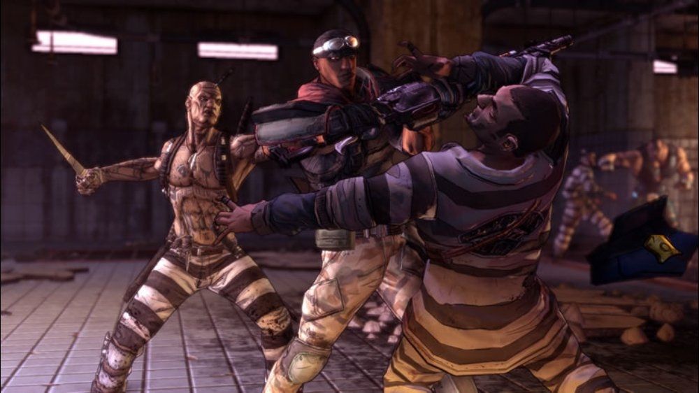 Borderlands Screenshot (Xbox.com product page): Roland fighting off enemies