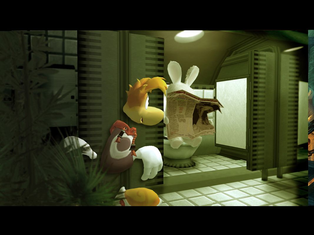 Rayman: Raving Rabbids Screenshot (Nintendo Wii Preview CD): Toilet Spy
