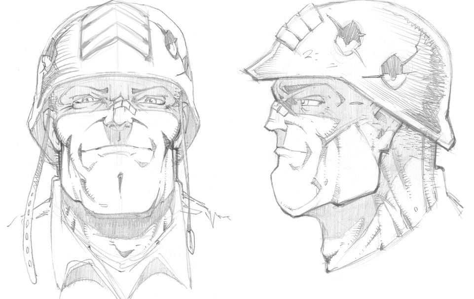 Army Men: Sarge's Heroes 2 Concept Art (Army Men Digital Press Kit 2000): Sarge Pencil