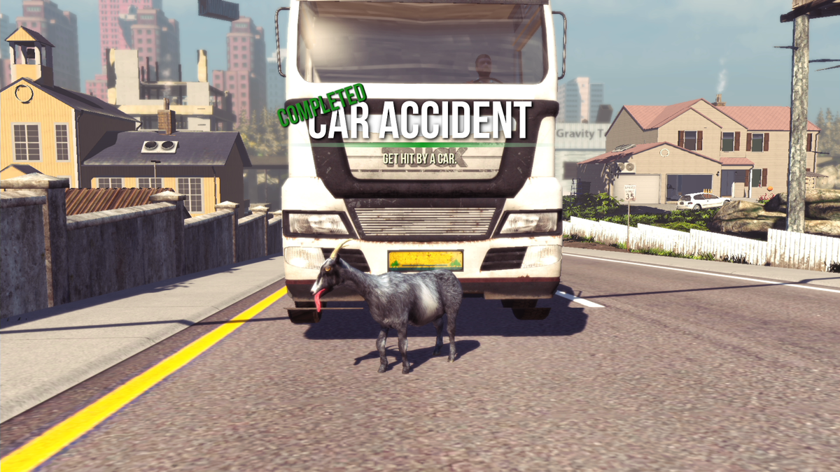Goat Simulator Screenshot (Xbox.com product page): Asking, no begging to get run over