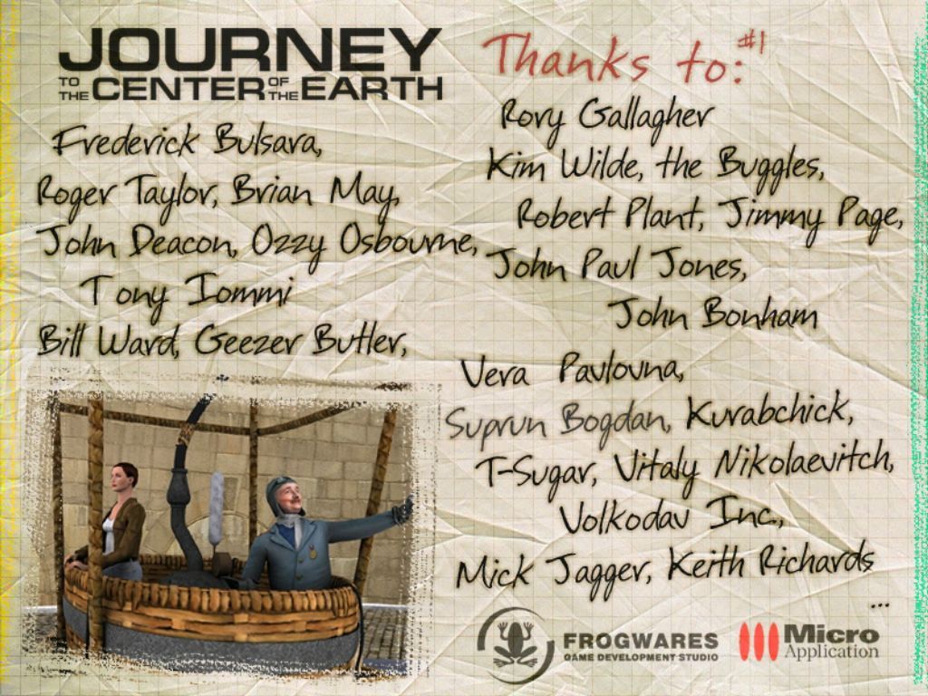 Journey to the Center of the Earth Screenshot (In game credits)