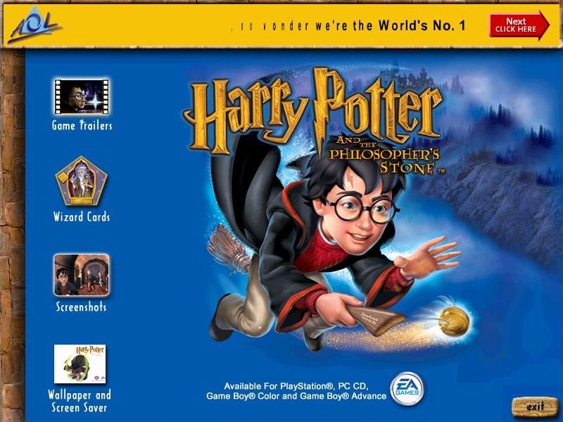 Harry Potter and the Sorcerer's Stone Screenshot (AOL Harry Potter And The Philosopher's Stone Promotional CD (UK)): The exclusive game content menu