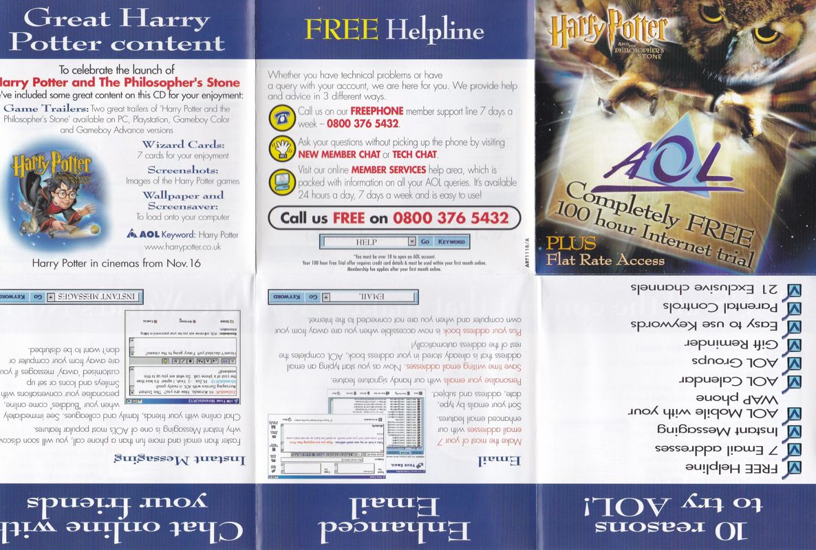 Harry Potter and the Sorcerer's Stone Other (AOL Harry Potter And The Philosopher's Stone Promotional CD (UK)): Folded insert: Side 1