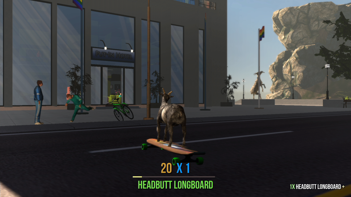 Goat Simulator Screenshot (Xbox.com product page): Using a skateboard