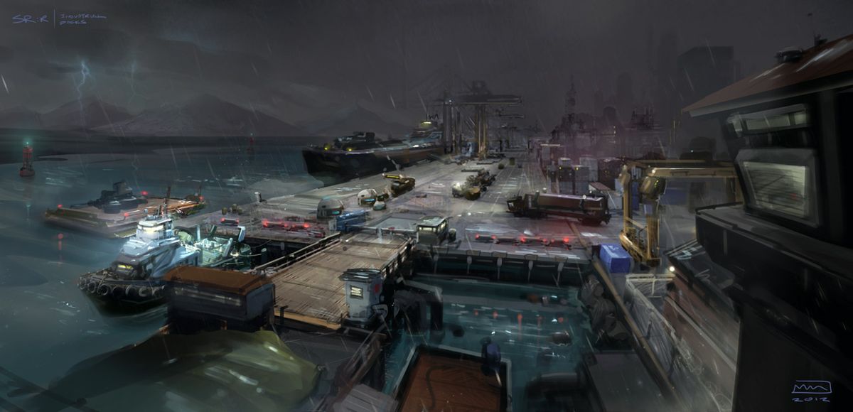 Shadowrun Returns Concept Art (Official Website): Seattle Docks